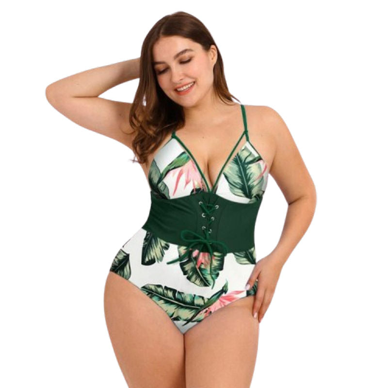 Plus Size Printed Bouquet Bikini