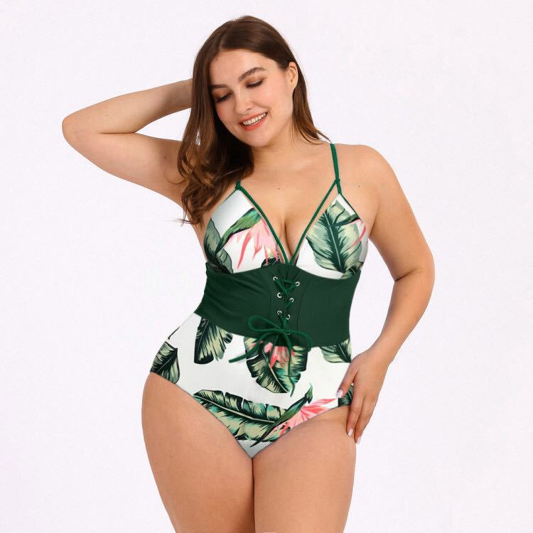Plus Size Printed Bouquet Bikini