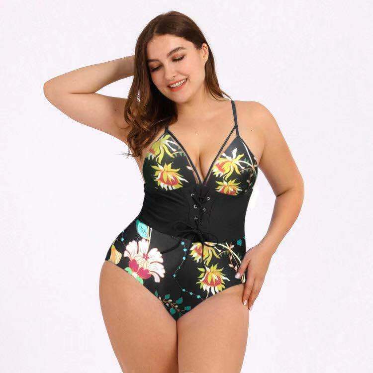Plus Size Printed Bouquet Bikini